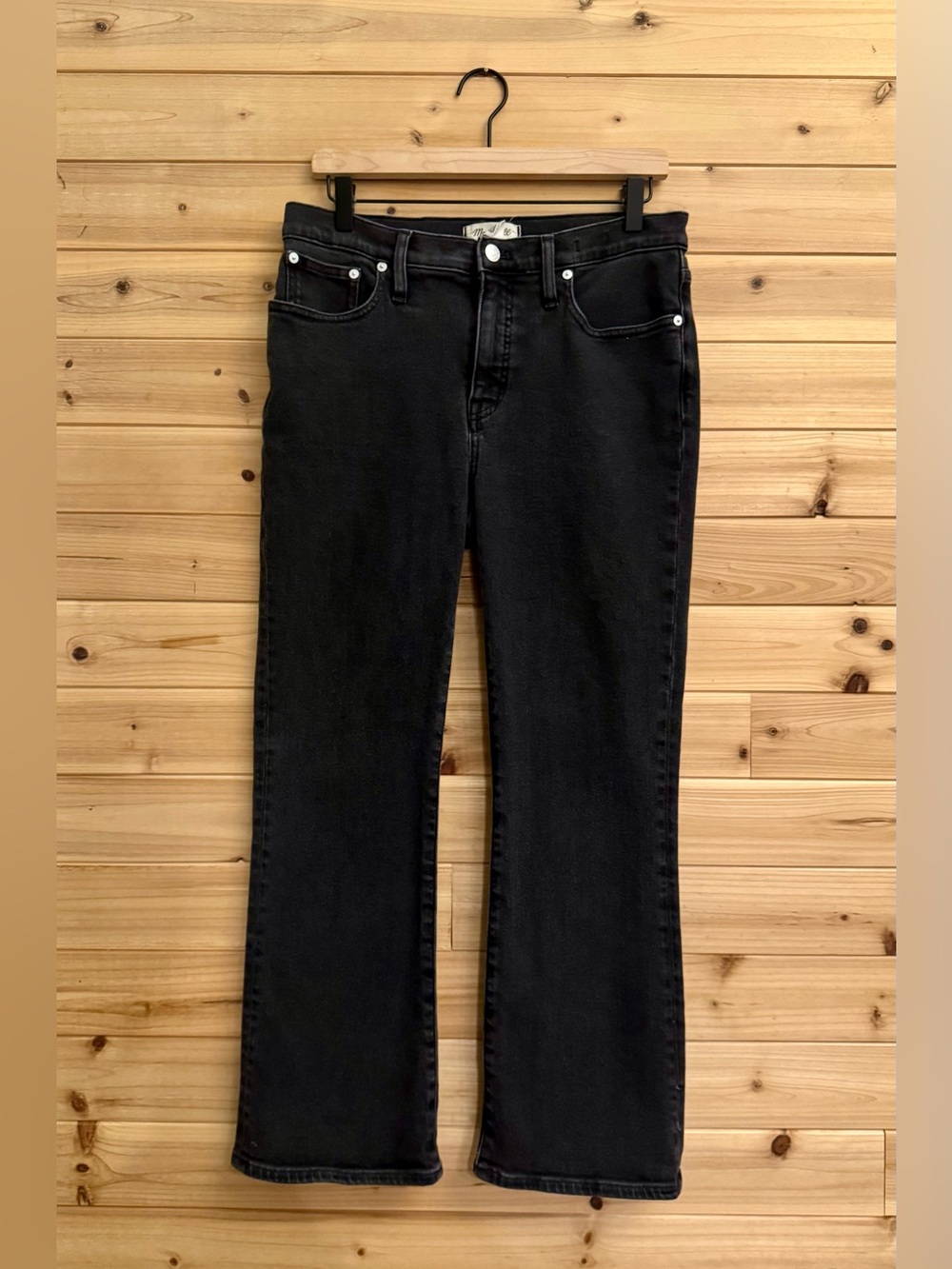 Madewell 29/8 Black Mid Rise Kick Out Jeans Casual Gothic School Bootcut